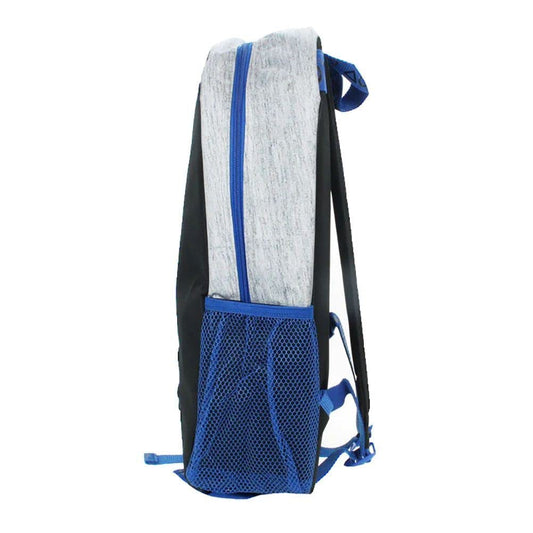 PlayStation unisex black and blue backpack with logo, lightweight polyester, 46cm height, 30cm width, and 11cm depth.
