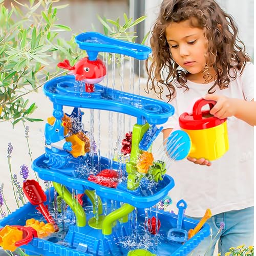 Doloowee Water Table for Toddlers, Sand and Water Table Summer Beach Toys Outdoor Toys Garden Toy for Kids 3 4 5 6 years old