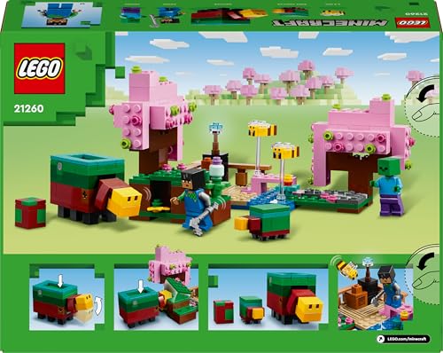 LEGO Minecraft The Cherry Blossom Garden Toy - Building Set with Trees, a Sunny Figure, Bees, and Mobs incl. a Zombie - Gamer Gift for 8+ Year Old Boys & Girls - 21260