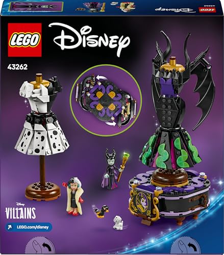 LEGO Disney Maleficent's and Cruella De Vil's Dresses - Building Toy for 9+ Year Old Girls & Boys - incl. a Customisable Display Stand, 2 Mini-Dolls & 2 Animal Figures - Birthday Gift for Fans - 43262