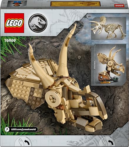 LEGO Jurassic World Dinosaur Fossils: Triceratops Skull Model, Dinosaur Toy for 9+ Year Old Boys & Girls, with Opening Jaw & Display Stand, Birthday Gift Idea 76969