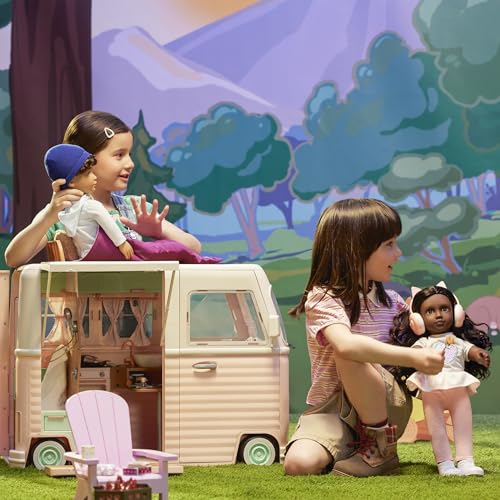 18-inch Our Generation Milo boy doll with travel accessories like luggage, passport, and sunglasses for realistic play.