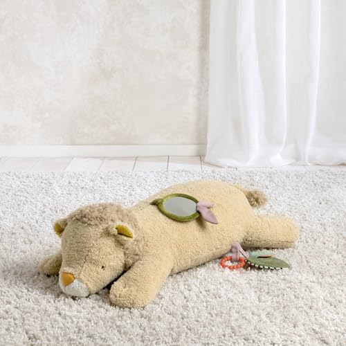 Mamas & Papas Tummy Time Pillow, Interactive Soft Baby Pillow with Integrated Rattle, Lenny Lion