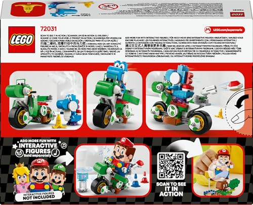 LEGO Super Mario Yoshi Bike Set with Mario figure, building toy for kids, ideal for independent play and birthday gift ideas.