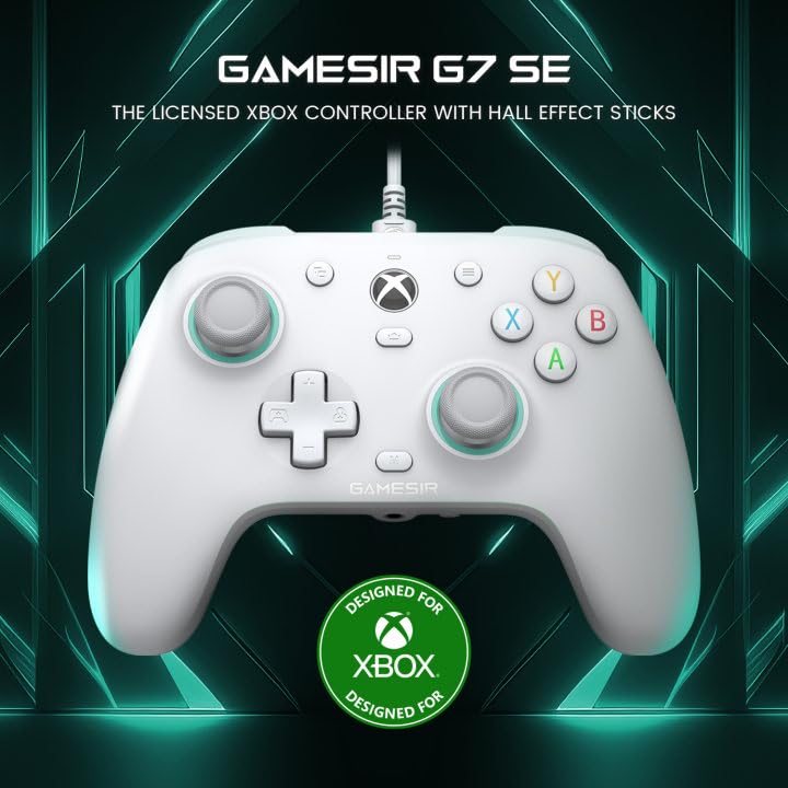 GameSir G7 SE Xbox controller with Hall-effect joysticks, compatible with Xbox Series X|S, Xbox One, and Windows 10/11, official license