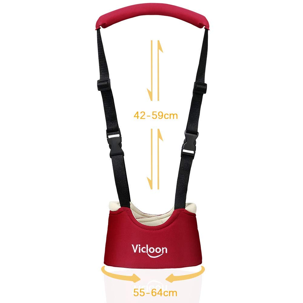 Vicloon hand-held baby walker and toddler walking assistant with safety belt, child harness, and learning support for safe walking.