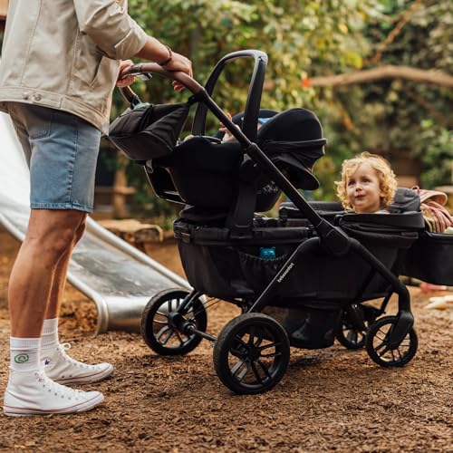 Bebeconfort Helios, Double Pram from Birth, 0-4 Years, 0-22kg, 2 Face-to-face Seats, Large All-Terrain Wheels, Compact Folding, Trolley on Wheels, Protective Canopy, Mineral Graphite