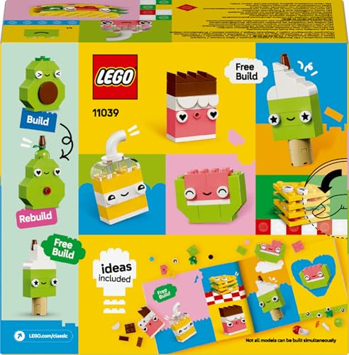 LEGO Classic Creative Food Friends Playset with assorted bricks to build a cupcake, ice cream, avocado, and taco.