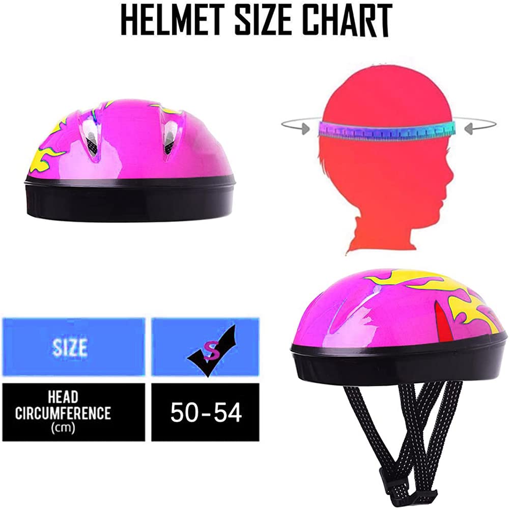 Kids Boys and Girls Protective Gear Set, Outdoor Sports Safety Equipment 7Pcs Child Helmet Knee &Elbow Pads Wrist Guards for Roller Scooter Skateboard (Pink)
