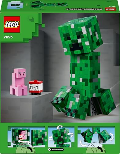 LEGO Minecraft The Creeper toy figure with hidden compartment, pig and TNT element, ideal for fans aged 10 and up.