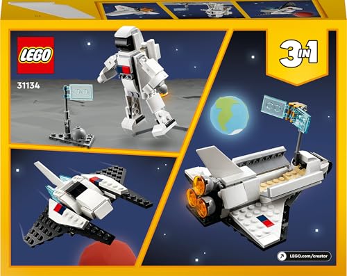 LEGO 31134 Creator 3 in 1 Space Shuttle toy with astronaut figure and spaceship, ideal building toy for kids aged 6 and up.