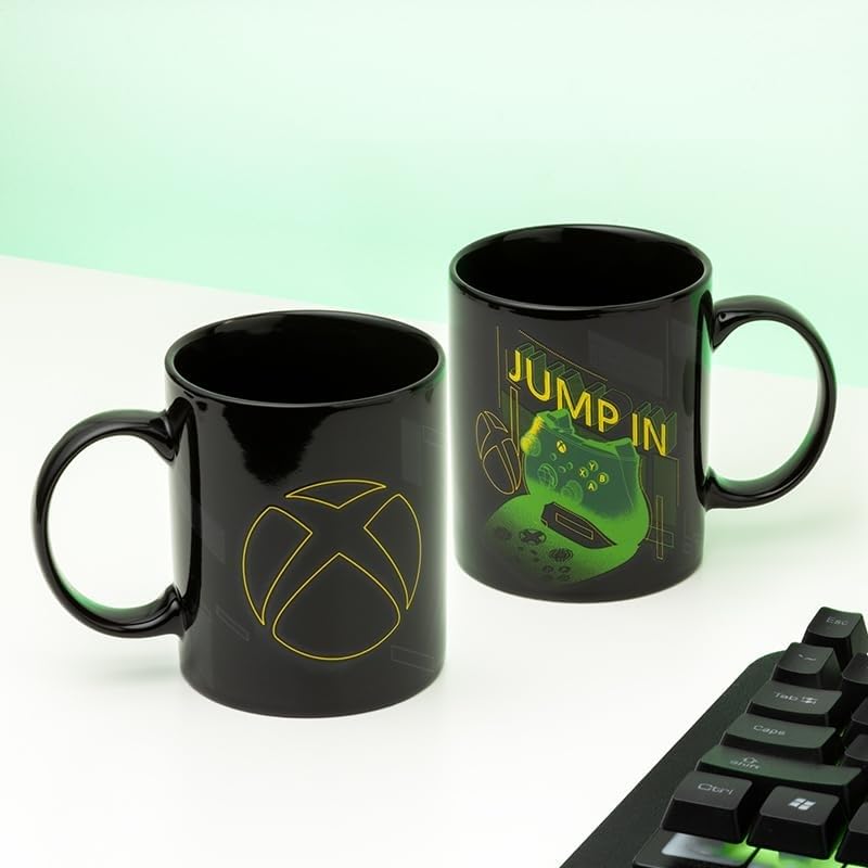 Paladone Xbox mug with matching metal coaster, featuring Xbox logo design, perfect for gaming fans.