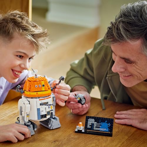 LEGO Star Wars 75416 Chopper astromech droid figure with movable head, detachable arms, and center wheel for creative play.