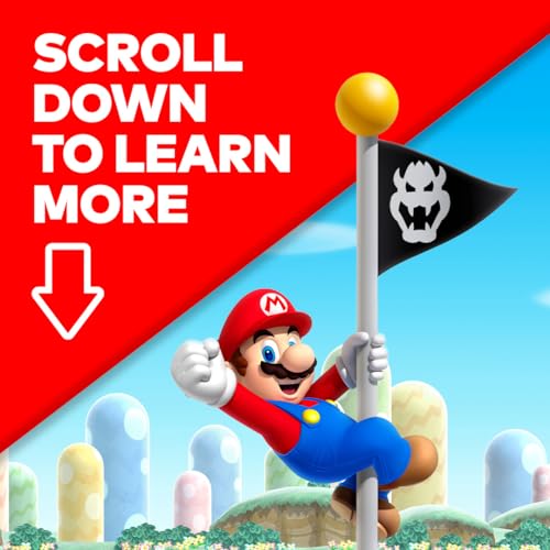 Screenshot of New Super Mario Bros. U Deluxe Nintendo Switch game cover with colorful Mario characters and vibrant background.