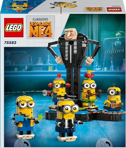 LEGO Despicable Me buildable Gru and Minions figures playset for kids, showcasing colorful brick-built characters.