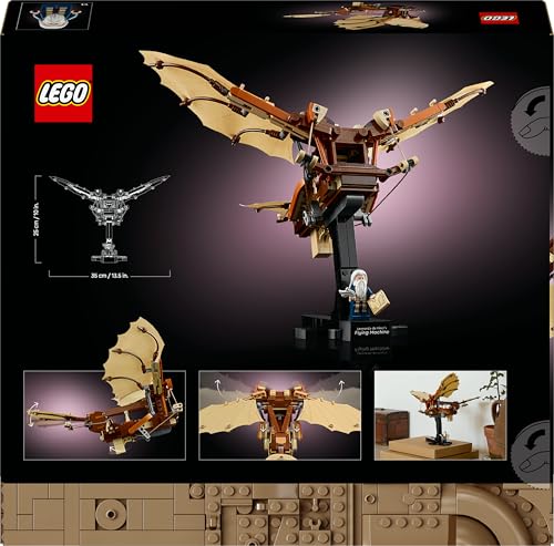 LEGO Icons Leonardo da Vinci’s Flying Machine set for adults, showcasing a detailed model for home and office decor.