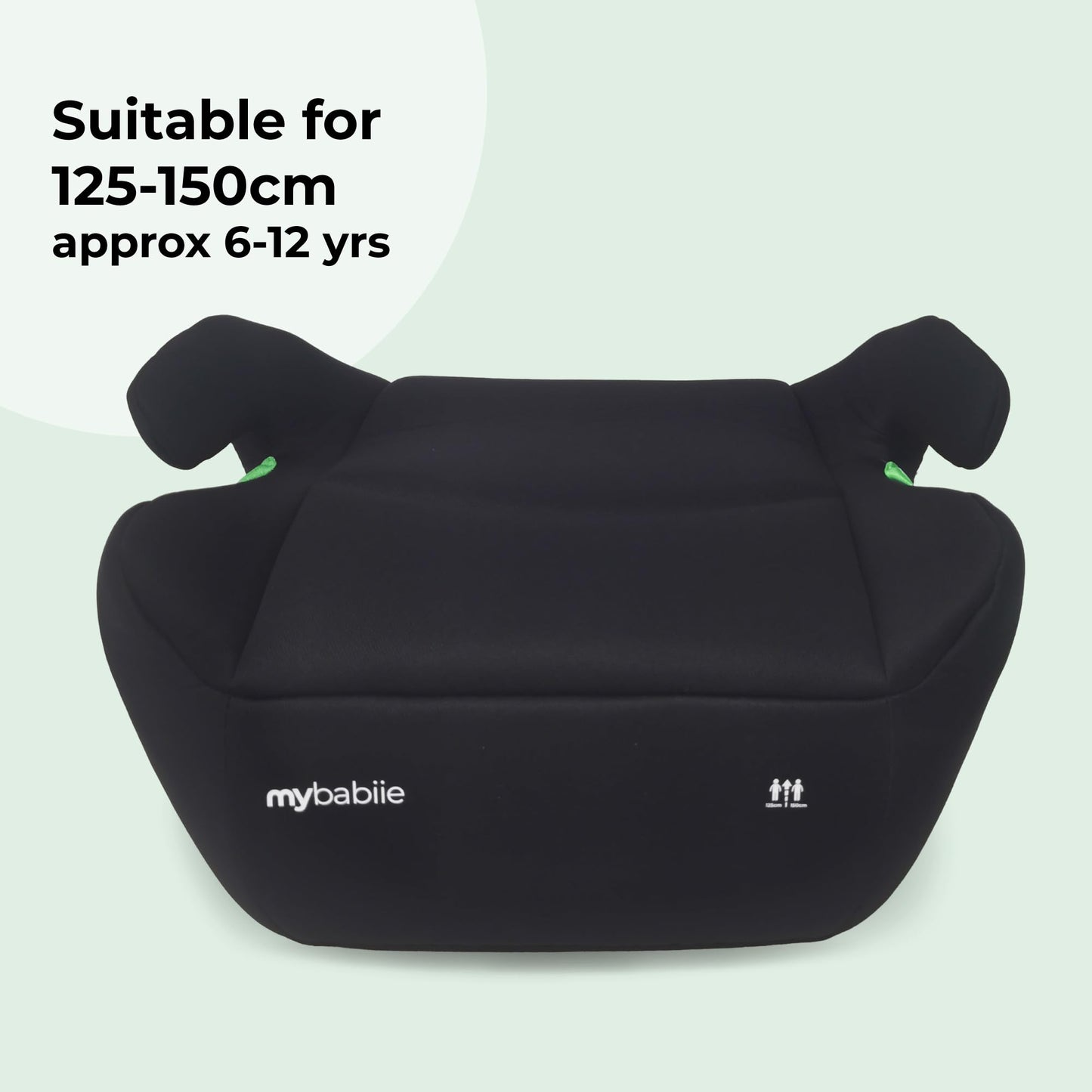 My Babiie MBCSB20 Child Booster Seat - ISOFIX, R129 i-Size 125-150cm (Group 3, 6 to 12 Years Approx.) Portable Kids Car Seat, Comfortable, Compact, Lightweight, Ideal for Travel - Black