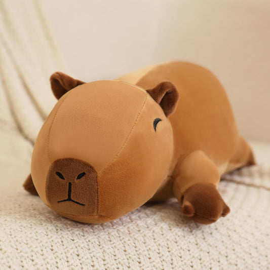 SQEQE Weighted Capybara Plush, Anxiety Relief Stuffed Animal, Soft Capybara Pillow Toy Gift for Kids & Adults, 25CM