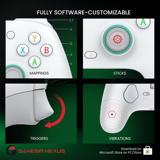 GameSir G7 SE Xbox One controller with hall effect sticks, 3.5mm port, programmable back buttons, used on Windows 10/11 and Xbox Series X/S
