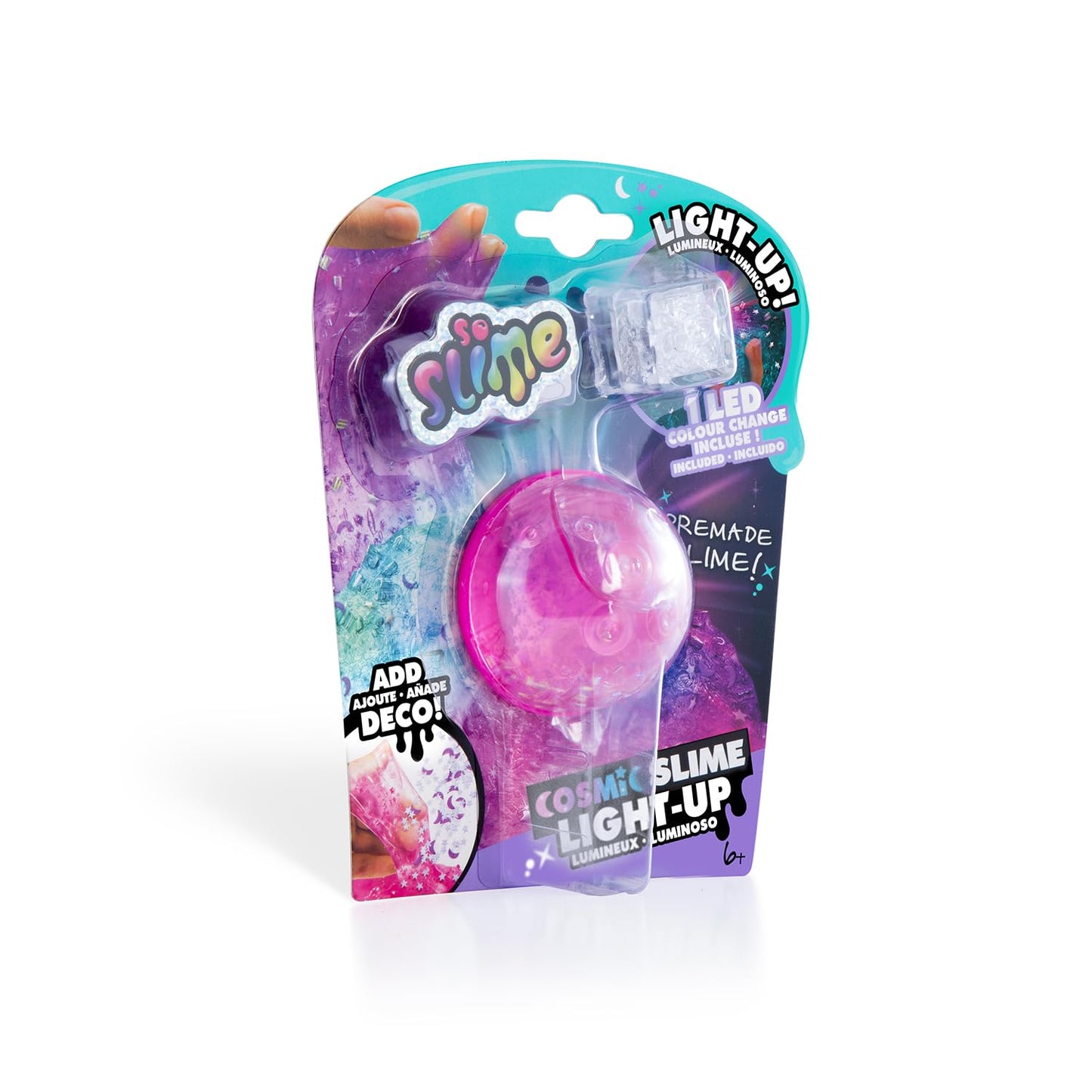 Color-changing LED cosmic slime set with decorations and sensory slime for kids age 6+ by Canal Toys