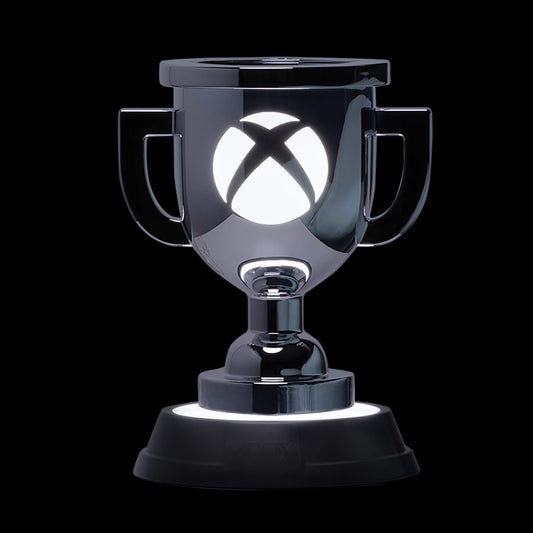 Silver XBOX Paladone Achievement Light displaying the official licensed Xbox logo, ideal for gaming room decor.
