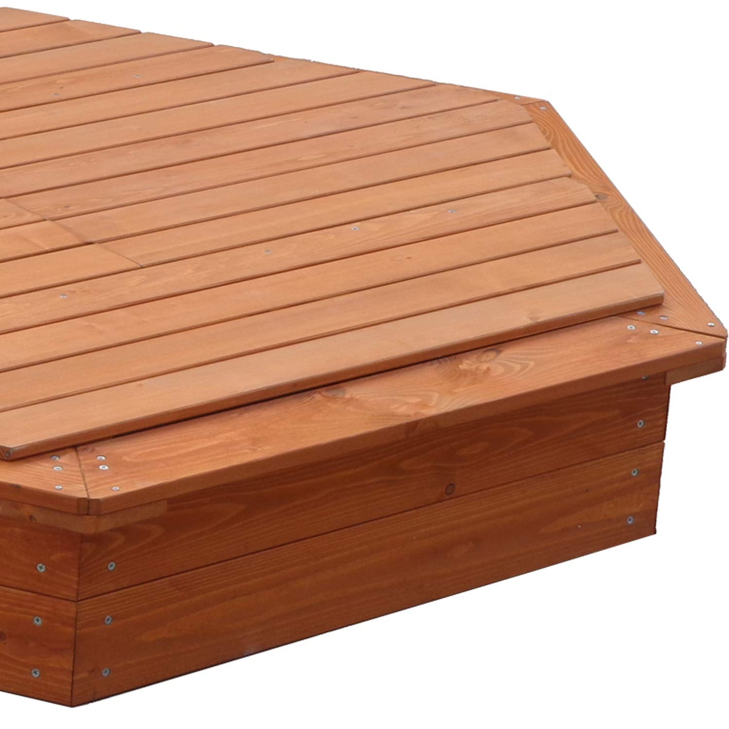 Garden Games Large Hexagonal Wooden Sandpit with Lid- Children's Sandpits