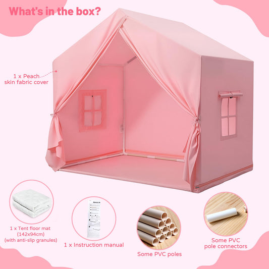 Pink Wilwolfer kids play tent with window, indoor toddler playhouse for girls and boys, perfect for indoor and outdoor fun.
