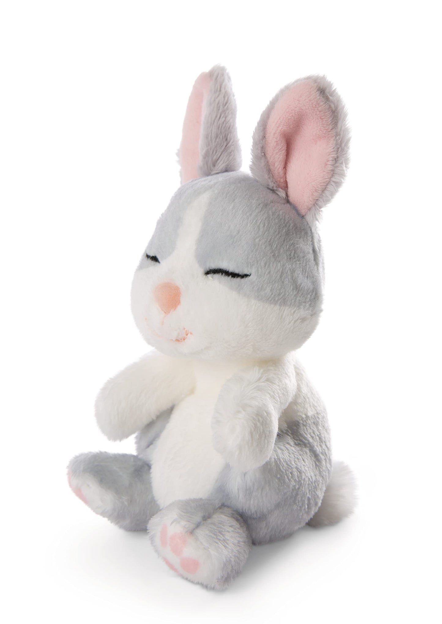 Nici Soft Toy Sleeping Pets Bunny grey in green basket 12cm