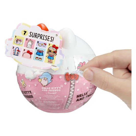 L.O.L. Surprise! Hello Kitty and Friends Tots doll with accessories in a Hello Kitty-shaped ball, blind packaging included.