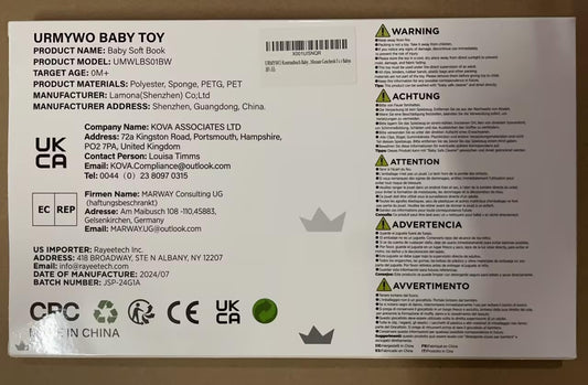 URMYWO black and white sensory baby toys for brain development, including tummy time toys and a soft baby book.