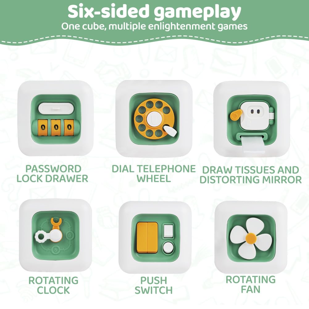 Ainiv Baby Activity Cube - Montessori Sensory Toys for Toddlers, Fine Motor Skills Development, Travel & Learning Toys for 12-36 Months