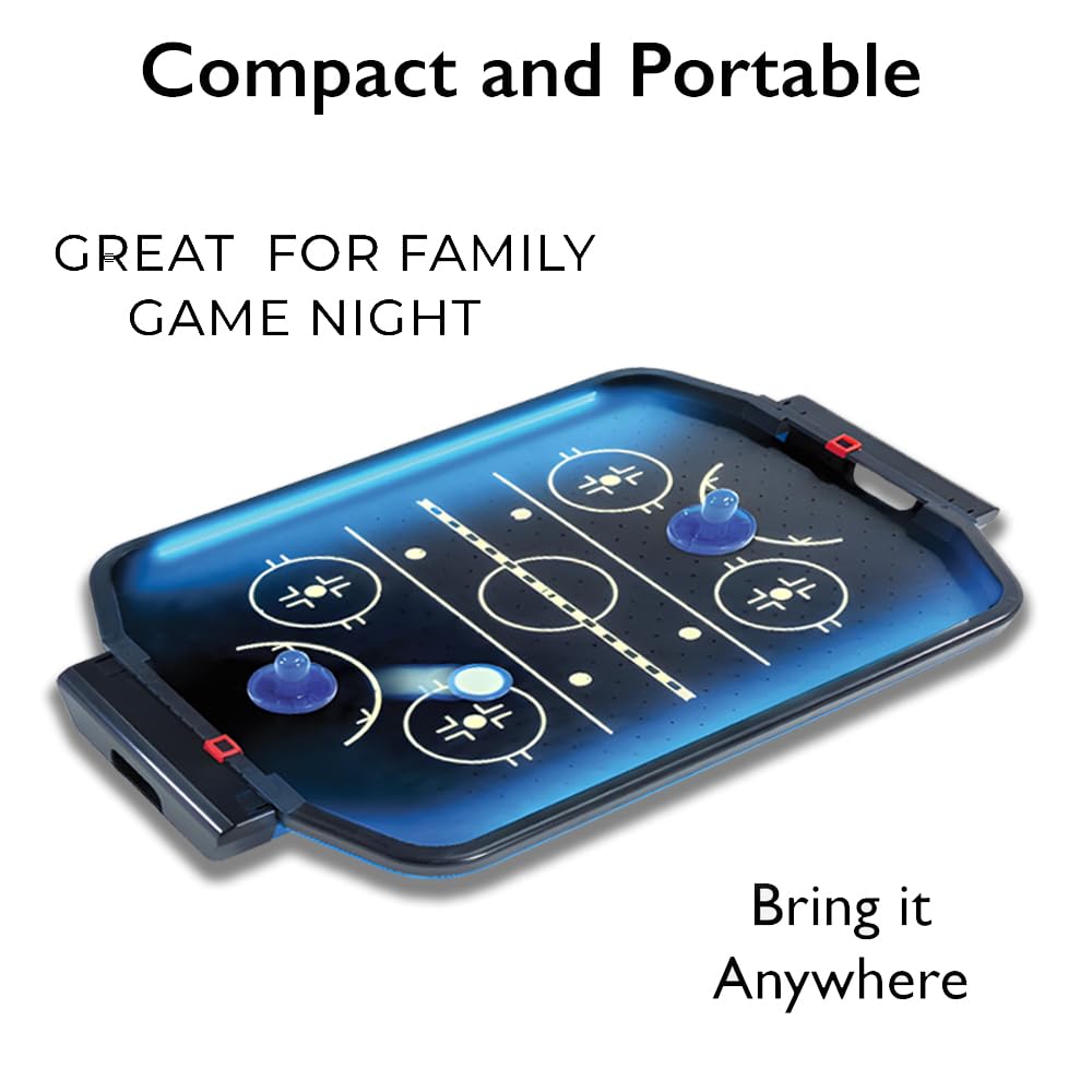BONAFIDE Electronic Arcade Air Hockey, LED Championship Tabletop Set with 2 Puck, 2x Pushers or 1x Base unit
