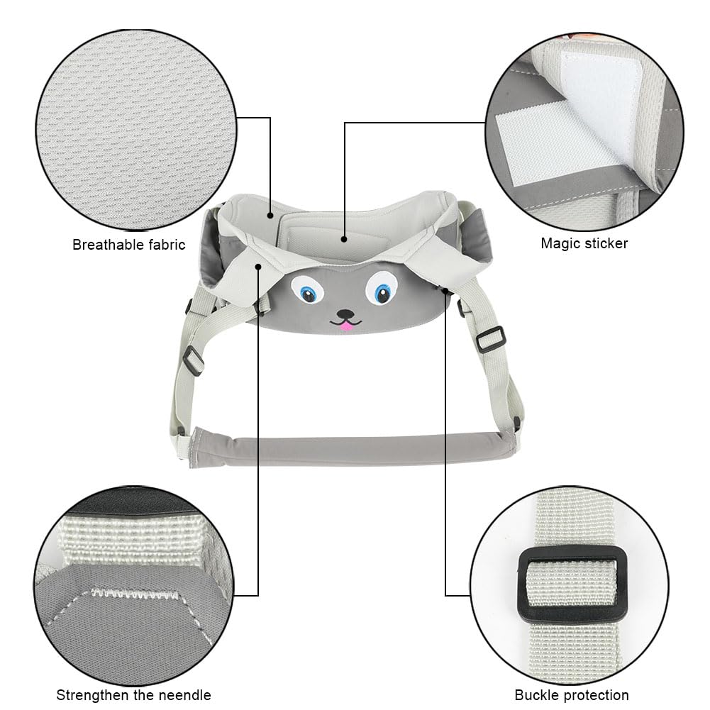 Vicloon Baby Walking Harness, Safe Walking Belt, Hand-Held Baby Walker, Removable, Adjustable Walking Harness, Breathable Handheld Baby Walker Toddler Walking Assistant - Grey Puppy