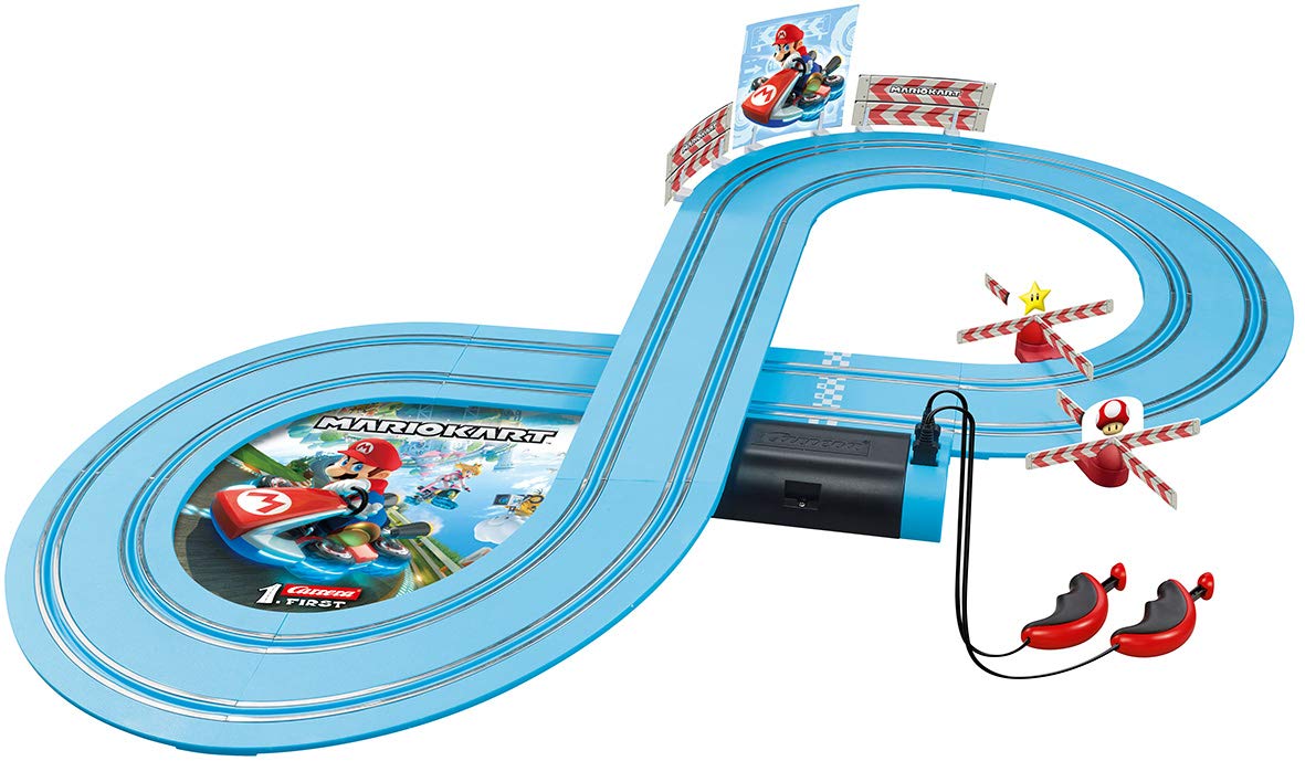 Colorful Carrera FIRST Mario Kart Yoshi toy car from Nintendo, featuring bright multicoloured design and detailed Yoshi character.