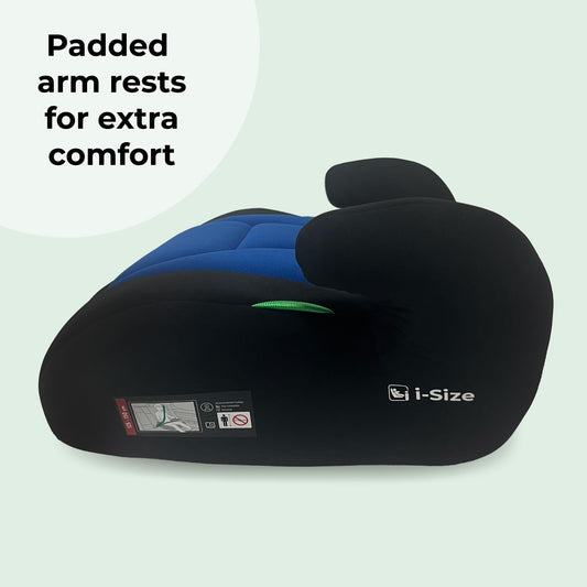 My Babiie Booster Lite R129 Car Seat - Lightweight at 1kg, Approx. 6-12 Years (125-150cm, 22-36kg), i-Size Backless Child Car Seat, Group 3, Compact, Portable, Ideal for Travel - Black & Blue