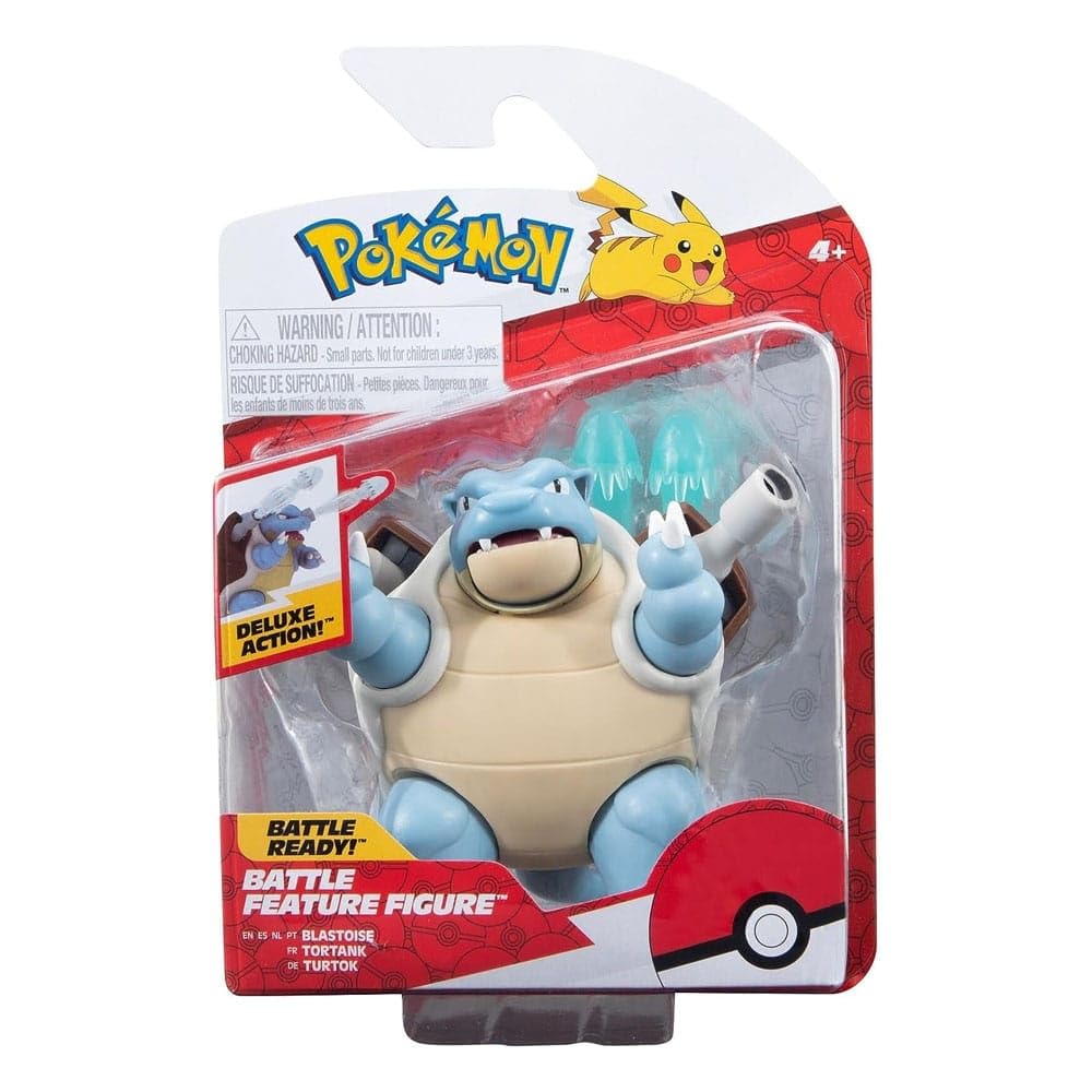4.5-inch Pokémon Blastoise battle figure with a detailed water missile cannon in an action pose.