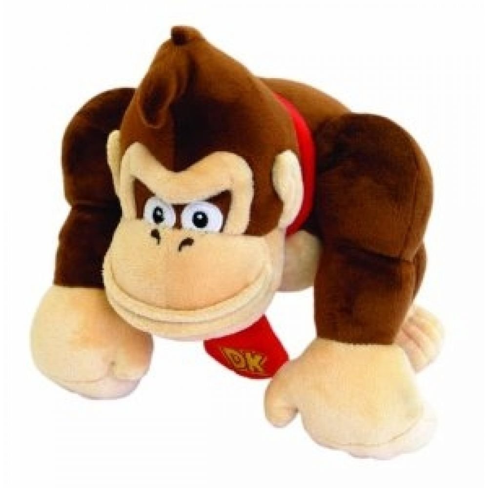 Nintendo Super Mario Bros plush Donkey Kong figure, 24cm soft toy from San-Ei featuring detailed design and vibrant colors.
