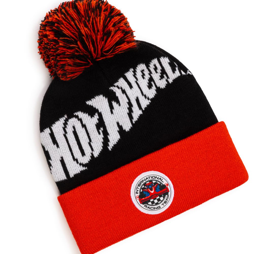 Hot Wheels Boys Hat and Gloves, Official Knit Winter Set for Boys, Cold Weather Accessory Set, 100% Acrylic
