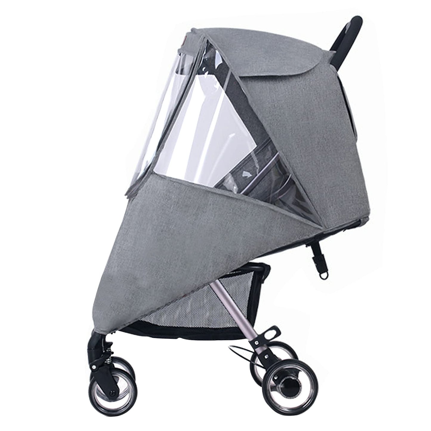 Universal Stroller Rain Cover for Pushchair Pram Buggy Rainproof Dustproof Windproof Rain Cover with Canopy and Zipper Door Easy Baby Lift in and Out (#6:Grey-Universal Stroller raincover)