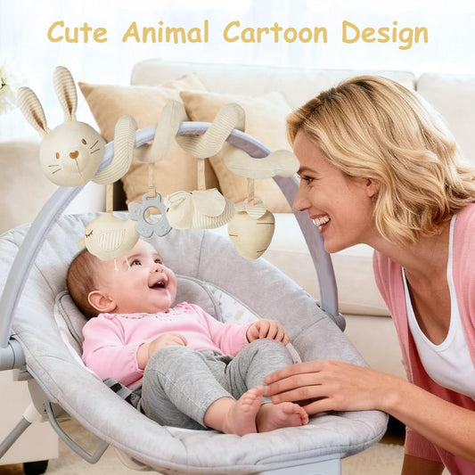 Vicloon Giocattolo a Spirale Passeggino Neonato, Giochi Passeggino Neonati Regalo per 0 3 6 Mesi, Passeggino Educativo Spirale di Peluche Neonato, Rabbit