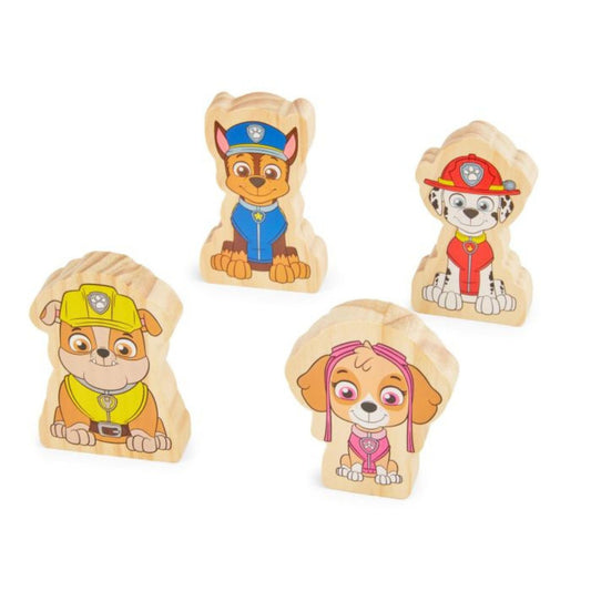 Paw Patrol 2-in-1 Playmat Storage Box with 8 Wooden Characters & Vehicles - Foldable 75cm Playmat & Toy Storage Bag featuring Chase, Rubble, Skye & Marshall - Compact Children's Activity Set
