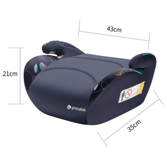 globakids I-Size Booster Car Seat - 125-150cm,Child Booster Seat,Comfortable, Compact & Lightweight,Portable Car Seats for Kids,ECE R129,(Navy)