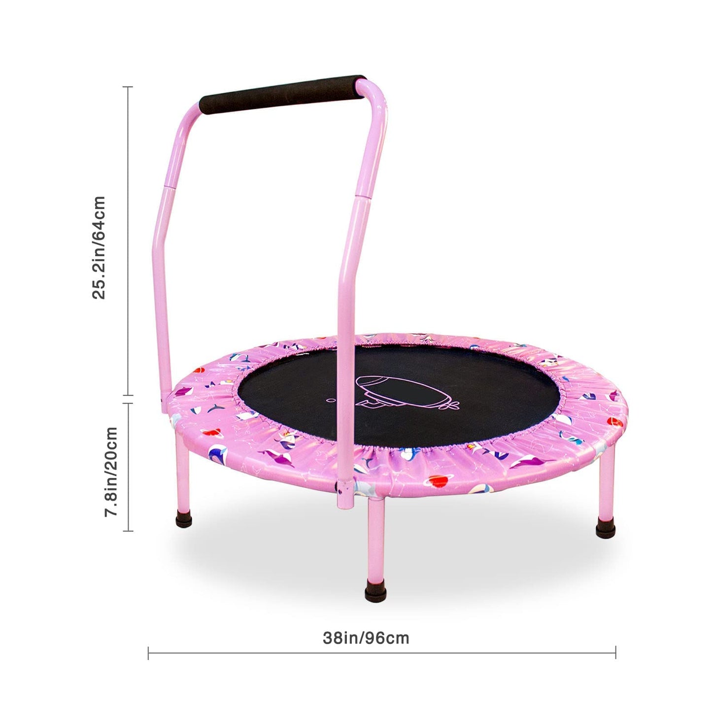 38'' Kids Trampoline with Foldable Bungee Rebounder and Safety Padded Cover Mini Trampoline for Indoor and Outdoor use (Purple)
