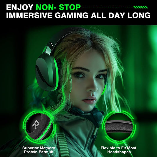 WolfLawS X3 wireless gaming headset with over-ear design, noise-canceling mic, 50-hour battery, compatible with Xbox, PlayStation, PC, Mac, Switch