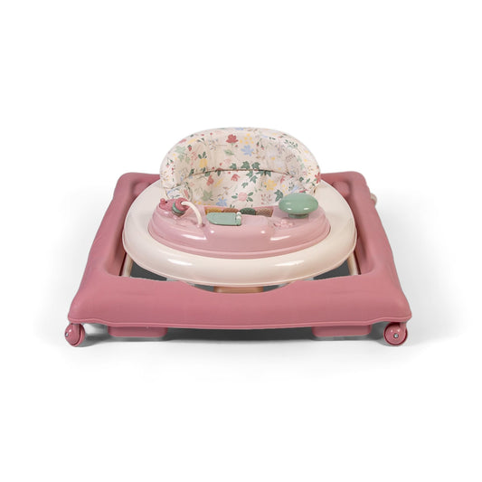Red Kite Baby Go Round Jive electronic walker with interactive musical play tray, featuring a rose and ivy design for infants.