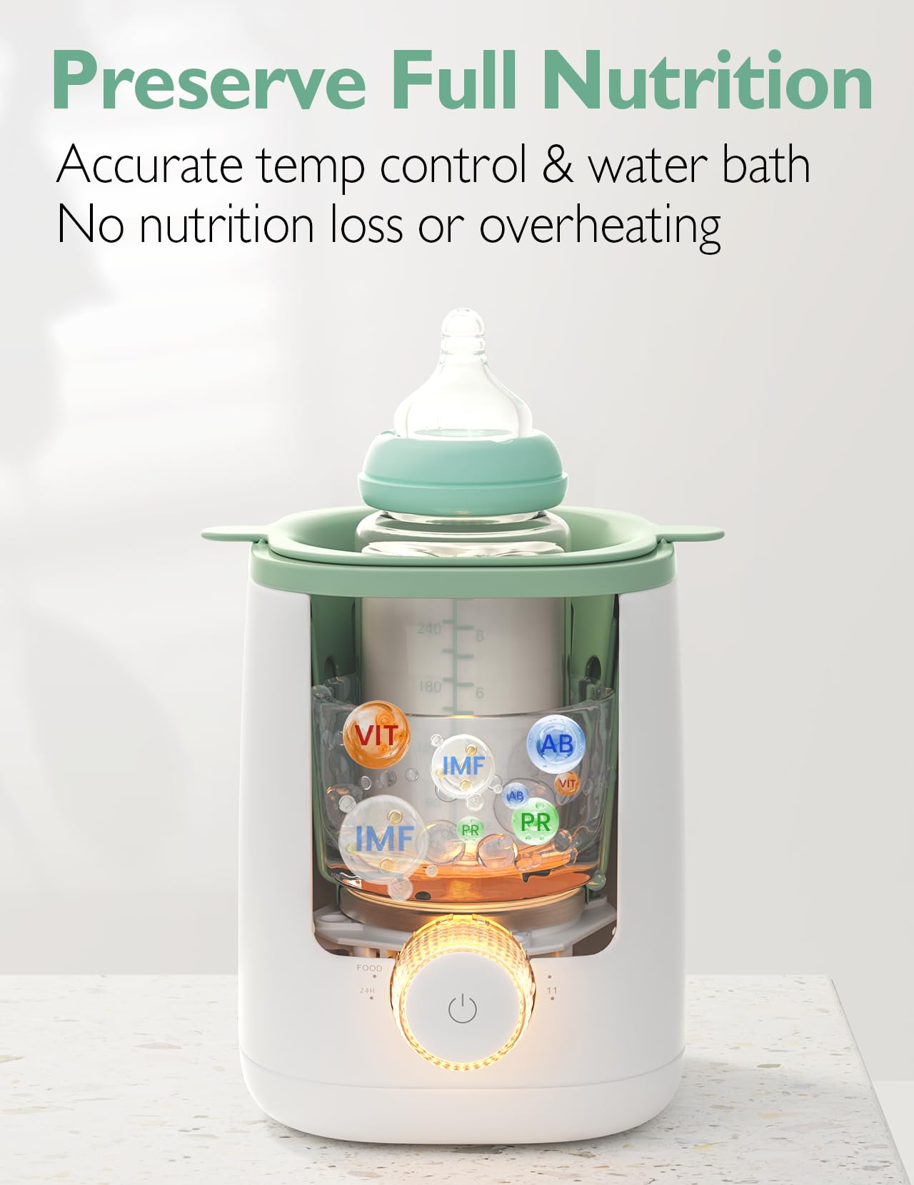 Momcozy Nutri Bottle Warmer, 9-in-1 Baby Bottle Warmer with Night Light, Accurate Temperature Control, receives nutrients in Breast Milk, for All Bottles with Breast Milk or Formula