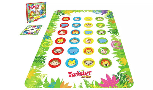 Hasbro Gaming Twister Junior, Classic Party Game Reimagined, for 3+ Year Old Girls and Boys, 2-4 Players, 2 in 1, 2-sided Mat