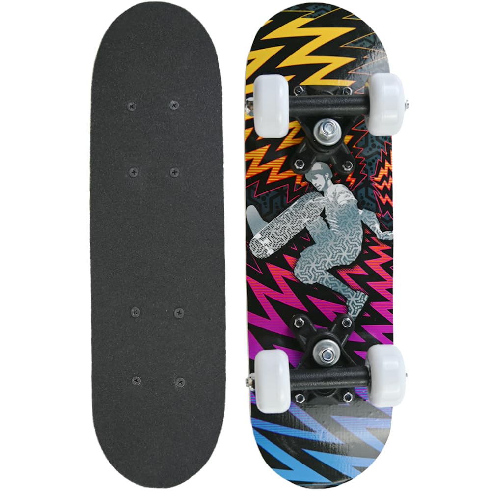 Unibos Kids Childrens Beginner Assorted Design Mini Skateboard Assorted