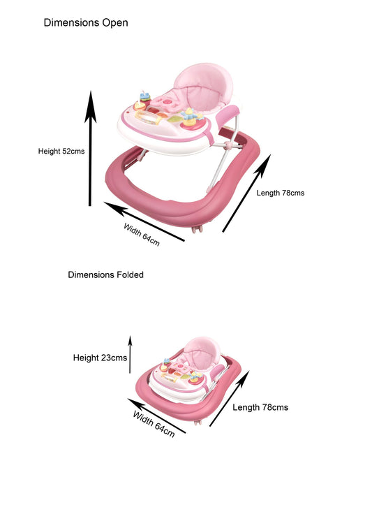 Babyco Baby Walker with interactive lights and music, featuring a sturdy frame and colorful activity panel for early mobility.
