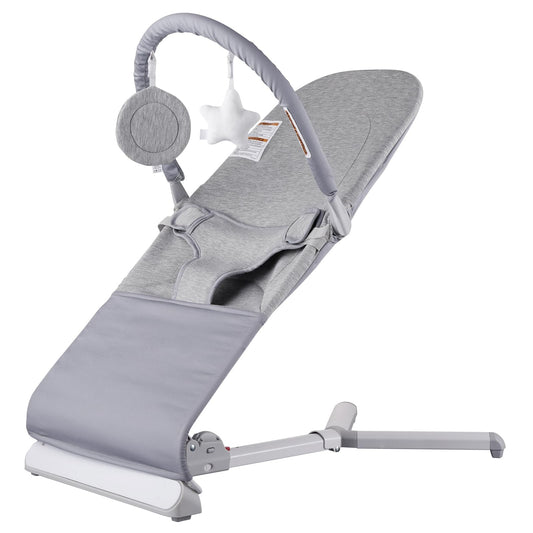 VEVOR baby bouncer seat for infants 0-9 months with reclining angles, rotatable toy bar, portable travel bag, indoor outdoor use